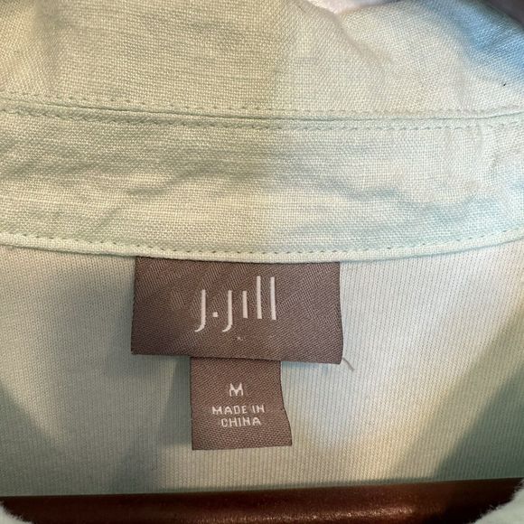 J Jill Linen Top Medium LINED Heavyweight 1/4 Button Long Sleeve Henley Blue - Picture 9 of 11